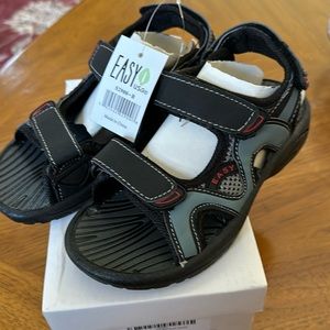Little boys double strap sandal black/grey Velcro new in box size 12